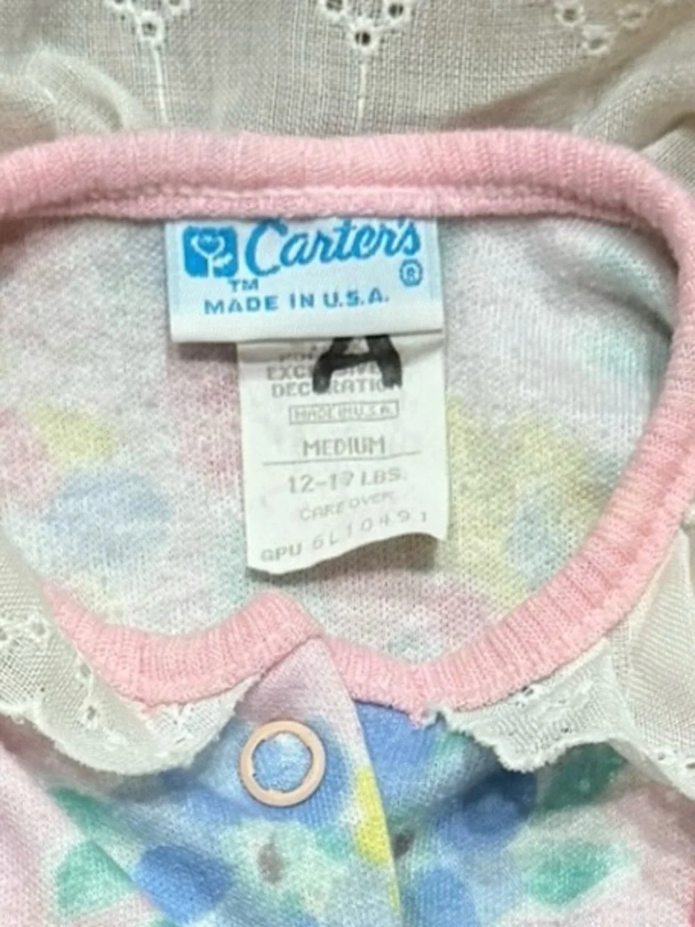 Vintage 90s Carter’s Baby Girl Floral Romper Medium 12-17lbs
